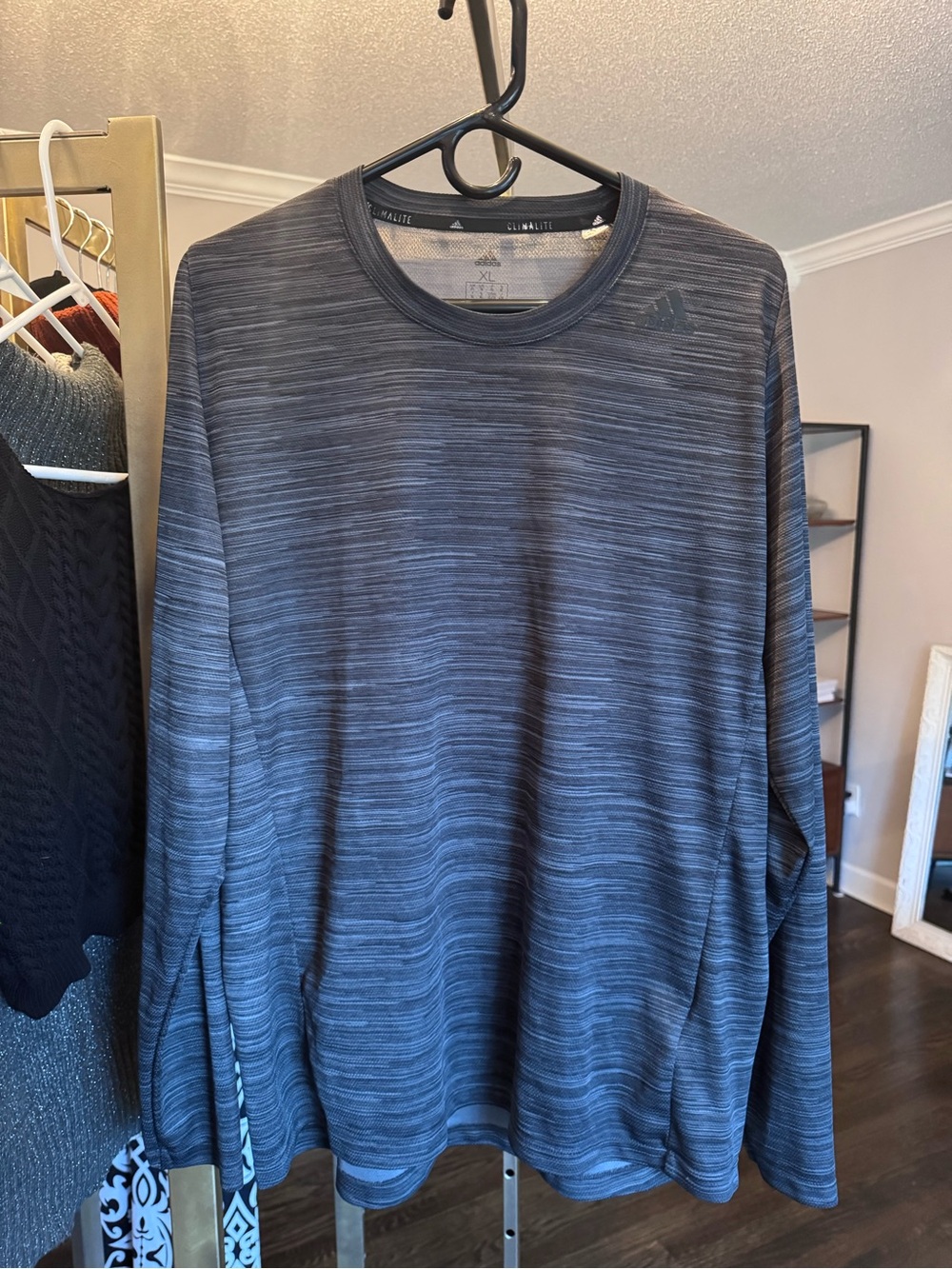 adidas Black and Gray Performance Long Sleeve Top